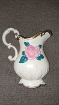 Vintage Homco Home Interior Pink Rose Pitcher Wall Hanging Home Decor Kitsch - £13.44 GBP