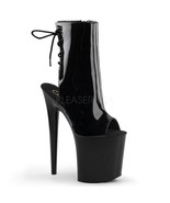 SALE PLEASER Sexy Stripper Black Platform Rear Lacing 8&quot; Ankle Boots 9 - $1,285.34 MXN