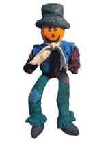 Jack o Lantern Scarecrow Plush Stuffed Animal Halloween Shelf Sitter Large 24” - $21.00