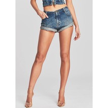 Retrofete Mallory Cuffed Rolled Hem Distressed Denim Shorts Size 28 NEW - £101.72 GBP