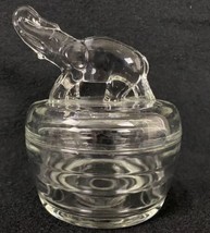 Clear Glass Elepant Powder Powder Jar Vintage - $14.85