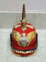 Red German World War Pickelhaube Helmet | Handmade Leather Pickelhaube I... - $75.00