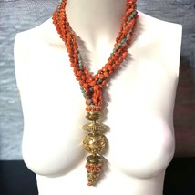 Italian Designer Signed LUISA CONTI Necklace -Multi-Strand Glass Bead Statement - £160.34 GBP