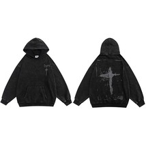 2022 Hoodie Sweatshirt Men Streetwear Retro Graphic Cross Hooded Pullover Cotton - £133.76 GBP
