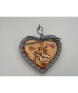 Vintage keypoint pottery handpainted ducks geese on heart shape sachet h... - $19.75