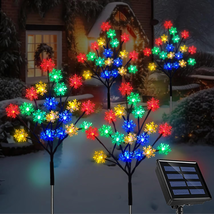 4-Packs 80Leds Solar Snowflake Christmas Stake Lights, 8 Modes Wonderlan... - £30.50 GBP