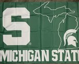 Michigan State Spartans Flag 3x5 ft Sports Green Banner Man-Cave Garage - £12.52 GBP