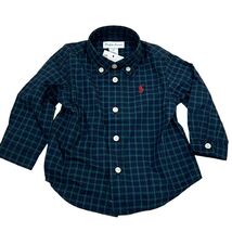 Ralph Lauren Baby Boys Green Plaid Button-Down Shirt Size 6M Cotton NWT - €14,94 EUR