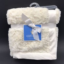 Tiddliwinks Baby Blanket Plush Luxury Cream Satin Trim and Lining - £63.38 GBP