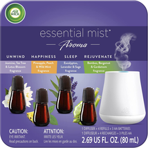Essential Mist Starter Kit, (Diffuser + 4 Refills), Aromatherapy Combination wit - £63.96 GBP