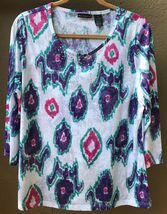 Bay Studio Women's smaller XL Bling Jeweled Aztec Abstract Knit Top Prpl... - $11.58 Bay Studio Women's smaller XL Bling Jeweled Aztec Abstract Knit Top Prpl... - $11.58