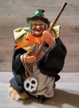 Vintage 7&#39;&#39; Fabric Mache Witch Doll Kitchen Witch Tree Topper Halloween Decor - $60.57