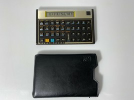 Calculator 1987 Hewlett Packard HP 12C Financial Gold Tone w Pouch Case ... - $64.95