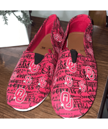 Football Women&#39;s Script Canvas Shoes Slide Slip On Flats New Oklahoma XL... - $19.60