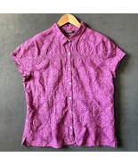 Eddie Bauer Pink/Purple Paisley Short Sleeve Cotton Blend Shirt - Women&#39;... - $451.23 MXN