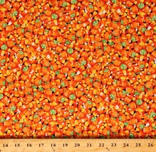 Cotton Candy Corn Pumpkins Halloween Snacks Fabric Print by the Yard D506.68 - £10.35 GBP
