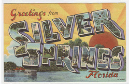 Silver Springs Florida Large Letter 1948 Linen postcard - $5.94