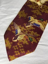 Vintage Chaps Ralph Lauren Tie Ducks Red Gold 100% Sold USA Made - $373.18 MXN