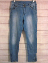 Max Rave Juniors Size 13 Stretch Blue Jeans Ankle Zip 28 X 29 Jean Light... - $10.99