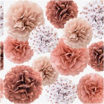 Dazzling Rose Gold Celebration Kit: Tissue Paper Pom Poms, Polka Dot Wal... - $24.74