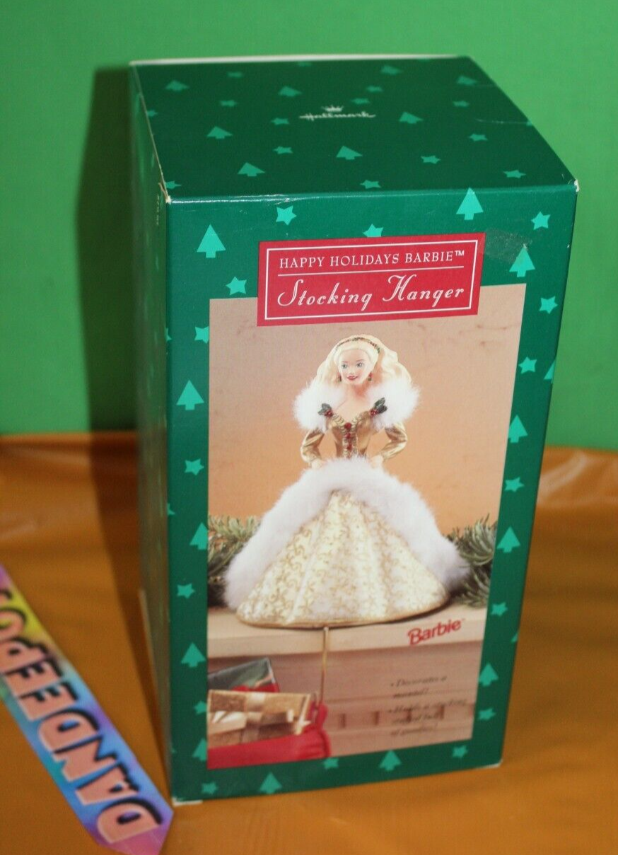 Hallmark Happy Holidays Barbie Christmas Stocking Hanger 1995 Mattel XSH3119 - $29.69