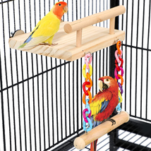 Bird Perches Cage Toys Parrot Wooden Platform Play Gyms Exercise Stands with Acr - £14.06 GBP