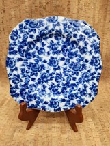 ROYAL DANUBE #1866 Calico Porcelain 8 1/4 inch Dessert Plate Blue Roses Gold Rim - £58.37 GBP
