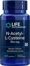 NEW Life Extension N-Acetyl-L-Cysteine Non-GMO 600mg 60 Vegetarian Capsules - $14.65