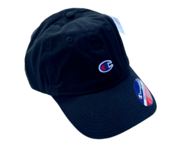 Champion Black Retro Embroider Logo Relaxed Pre Curved Bill Dad Baseball... - £8.53 GBP