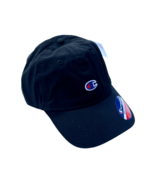 Champion Black Retro Embroider Logo Relaxed Pre Curved Bill Dad Baseball... - £8.71 GBP