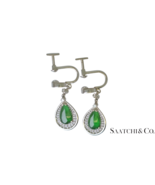 14K (585) White Gold - Natural Jade Pearl Shape &amp; Diamond: Earrings, 5.3... - $775.17