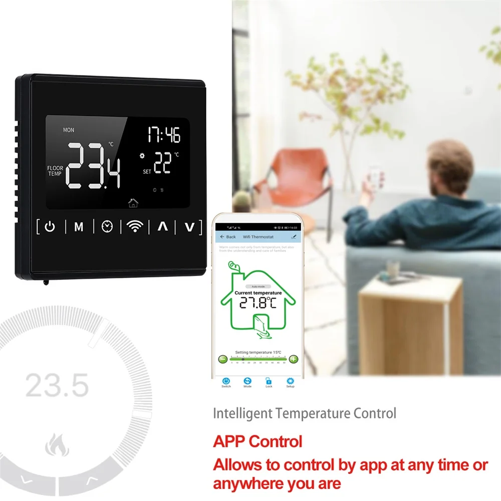 House Home Thermostat 220v110V Floor Warming Room Wifi Thermostat Electric Gas B - £43.29 GBP