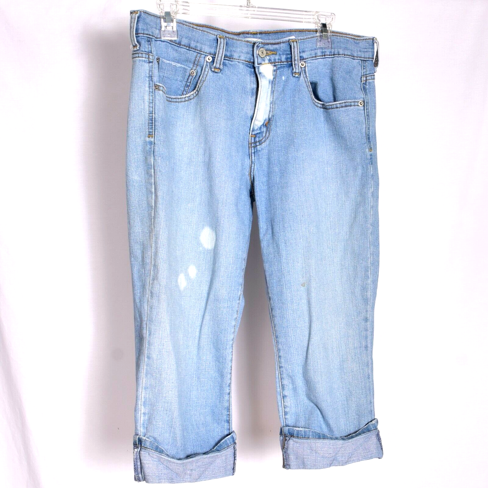 Primary image for Levis 515 Capri Light wash Clorox Splash Jeans Size 12