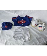 Build A Bear Workshop Varsity Baseball Outfit Blue Red Jersey Hat Pants ... - £12.01 GBP