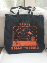 Halloween Tote Bag Dachshund Dog Witch Reusable Weenie Handbag Dapple Doxie - $21.38