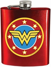 DC Comics Wonder Woman WW Logo Stainless Steel 7 Ounce Hip Flask NEW UNUSED - £13.86 GBP