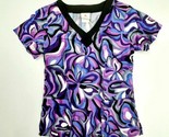 Peaches Uniforms Women&#39;s Scrub Top Size XS Multicolor Floral TR30 - $8.41