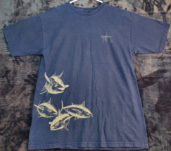 Guy Harvey T Shirt Mens Size Medium Black Fish Print Short Sleeve Crew N... - $14.77