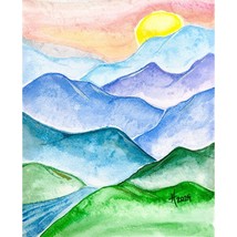 Colorful Mountainscape Original Mountains Wall Art Watercolor Painting 11x14in - $99.00