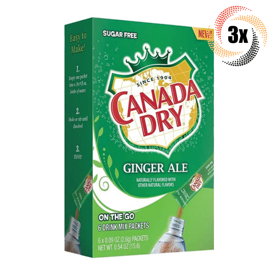 Primary image for 3x Packs Canada Dry Singles To Go Ginger Ale Drink Mix | 6 Singles Each | .54oz