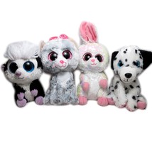 Lot of 4 Plush 6" Toys Beanie Boo & Others See Description Dog Cat Skunk Bunny - £10.12 GBP