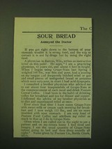 1902 Postum Food Coffee and Grape-Nuts Cereal Ad - Sour bread annoyed the Doctor - £14.78 GBP