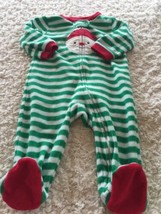 Just One You Boys Green White Striped Santa Long Sleeve Pajamas Red 9 Months - £3.84 GBP