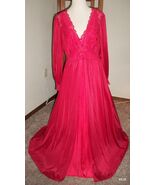 Vintage SHADOWLINE Incredibly Soft Nylon Long Red Nightgown &amp; Robe Peignoir - €75,10 EUR