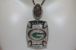 Fine 14K White Gold World Champion Green Bay Packers Diamond Enamel Pendant - £2,993.70 GBP