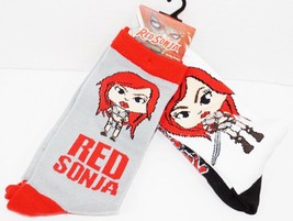 2 PC RED SONJA ADULT CREW SOCKS 6-12 - COMIC BOOK CHARACTER NEW STYLE#2 - £5.49 GBP