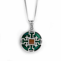 Jerusalem Cross with Nano Bible Pendant Necklace Silver 925 and Eilat St... - $118.80