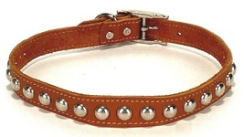 Leather Dog Collar 24&quot; Studded - Brown - £13.40 GBP