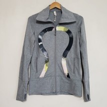 Lululemon In Stride Jacket Heathered Gray Citron Watercolor Womens 6 Full Zip - £30.07 GBP