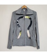 Lululemon In Stride Jacket Heathered Gray Citron Watercolor Womens 6 Ful... - £29.58 GBP